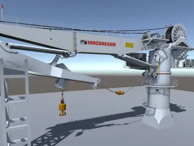 Offshore Vessel Deck Crane low-poly 3d model Low-poly 3D model