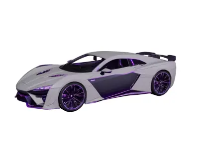 Premium Silver Futuristic Hypercar Advanced Concept Vehicle 3D model