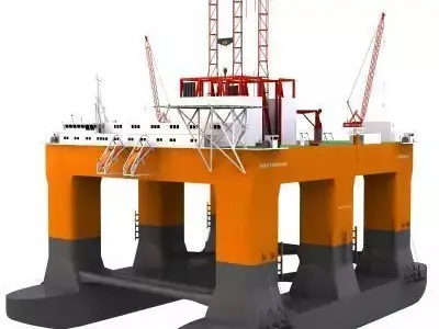 Semisubmersible Oil and Gas Drilling Rig- 01 - 3D model