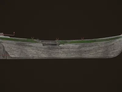 Damaged wooden boat Yal-6 Low-poly 3D model