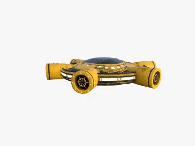 Alien Spaceship UFO J08 Yellow Dirt - Sci Fi Spacecraft Design Low-poly 3D model