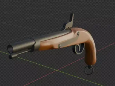 OldGun French type percussion pistol 3D model