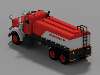 Voxel Fuel Truck Low-poly 3D model