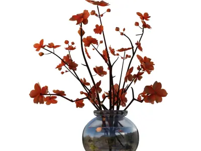 ORANGE BOUQUET in a Glass Vase Free 3D model