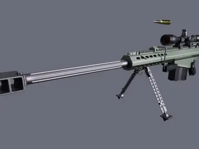 Barrett M107 Low-poly 3D model