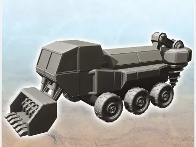 Futuristic mining truck with shovel and drill 2 - Future Sci-Fi  3D print model