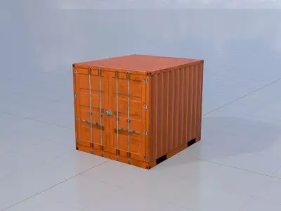 Shipping Container signal orange 6ft Low-poly 3D model
