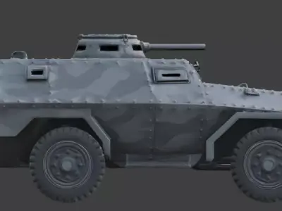 WWII Armored Recon Vehicle 3D  Low-poly 3D model