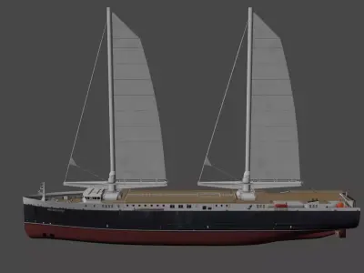 Sail-powered Ro-Ro cargo ship Neoliner Origin Low-poly 3D model
