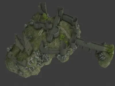 Castle Ruins Low-poly 3D model