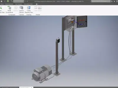 Three-phase motor control electrical panel 3D model