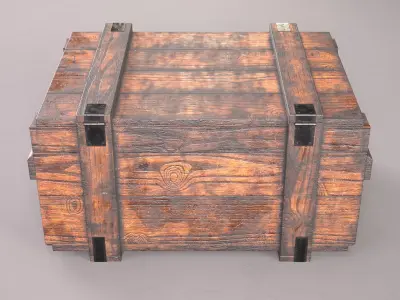 Industrial wooden box Low-poly 3D model