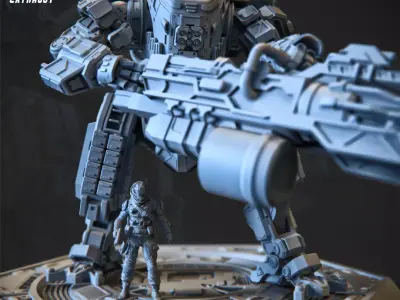 A Man and His Robot 75mm 3D Printable 3D print model