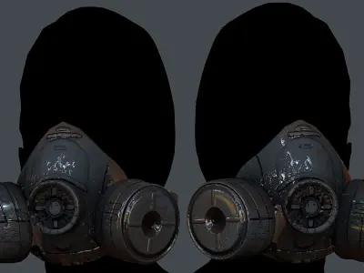 Gas mask helmet 3d model scifi Low-poly  Low-poly 3D model 35