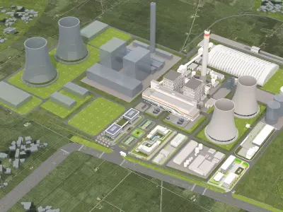 Thermal power plant - nuclear power plant - chemical plant 3D model purchase