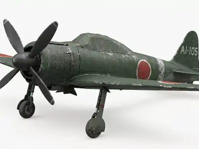 Japanese A6M Zero Fighter 3D Model Low-poly 3D model