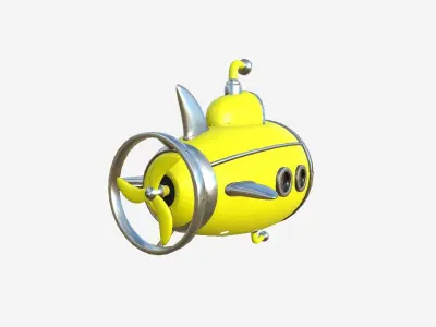 Submarine Cartoon A05 Yellow - Sub Watercraft Vehicle Low-poly 3D model