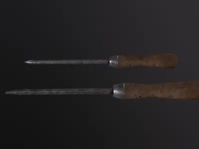 Old Flathead and Phillips Screwdrivers 3D Model Low-poly 3D model