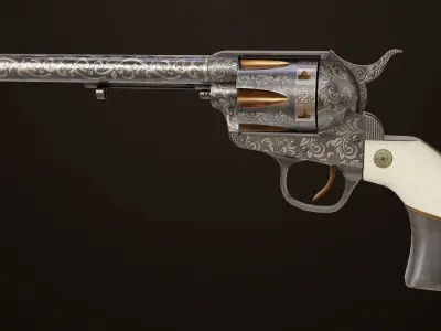 Aesthetic Revolver 03  Generic All PBR Unity UE Textures Low-poly 3D model