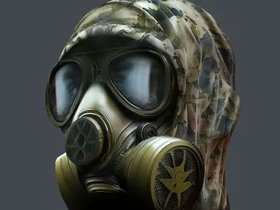 Gas mask helmet 3d model military combat Low-poly 3D model Low-poly 3D model 2