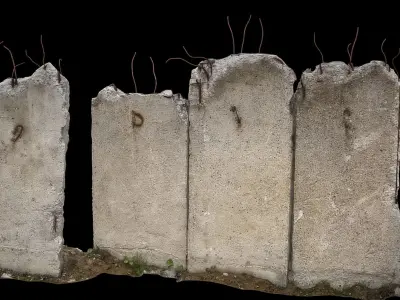concrete slabs fence industrial wall photogrammetry Low-poly 3D model