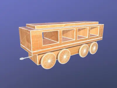 Wooden Toy Train - Passenger Wagon Low-poly 3D model