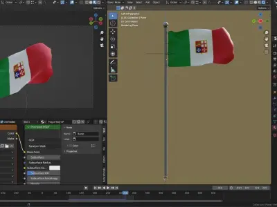 Animated Italy Flags 3D model