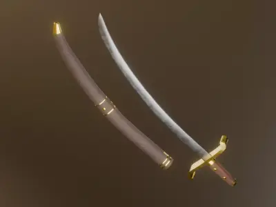 Mongolian Steppe Sabre with Scabbard Free low-poly 3D model