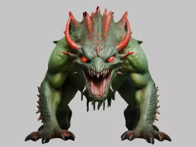 Low Poly Reptile Demon Creature Low-poly 3D model