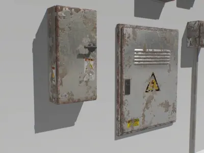 Old and Rusty Electrical Box Pack 2 Low-poly 3D model