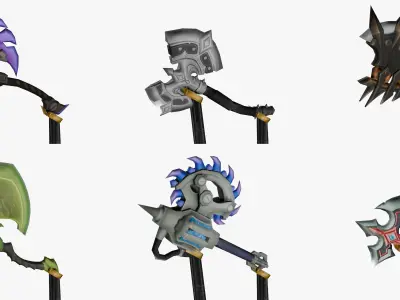 20 STYLIZED AXE MODELS PACK 1 - LOW POLY Low-poly 3D model