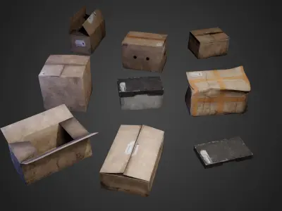 Cardboard Boxes Low-poly 3D model get