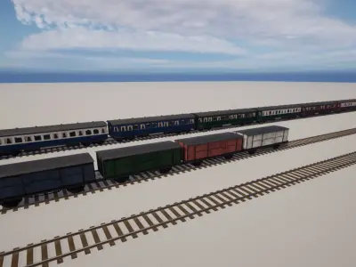 Passenger wagon  with interior Low-poly 3D model