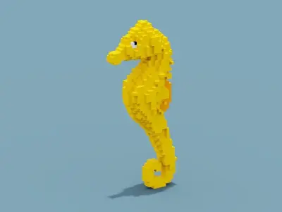 Voxel Seahorse Low-poly 3D model