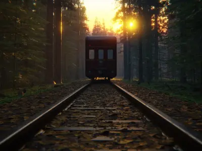 Train Forest 3d Scene 3D model