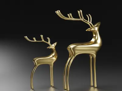 Model deer golden abstract geometric Free low-poly 3D model