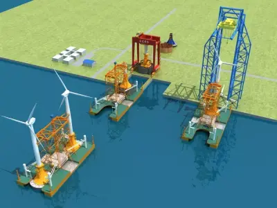 Offshore Wind Power Station 3D model
