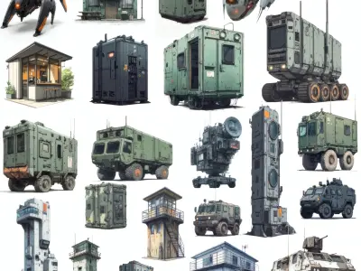 BIG Military Pack - 39 Buildings and Structures  3D Models 3D model