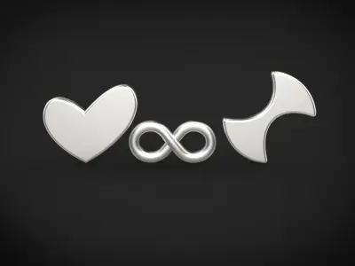 infinity-heart-circle part for pendant and earing model 3D print model