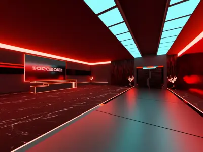 Cyber Tower full with interiors - VR world Low-poly 3D model Low-poly 3D model