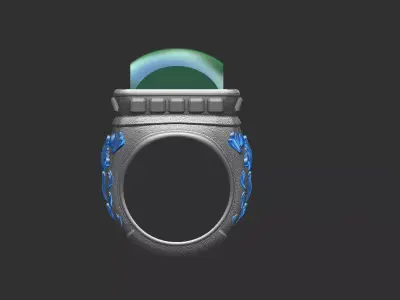Square curved stone Ring Free 3D model