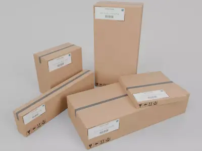 Heavy-Duty Cardboard Boxes - Rigged and Customizable Set 3D Model Pack