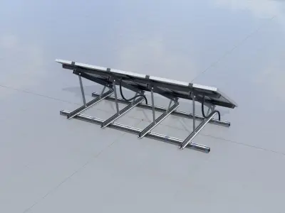 Solar module version 3 2x4m tilt angle 30 degrees with stand Low-poly 3D model