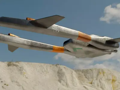 Spaceship 3D model pair of metal blades Low-poly 3D model