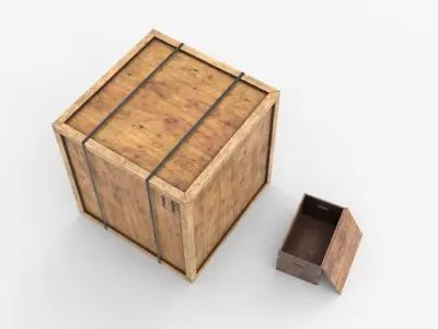 Wooden Boxes Low-poly 3D model