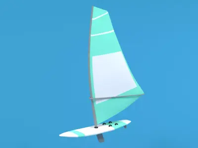 Low Poly Cartoon Windsurf Low-poly 3D model