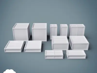 PBR 33 Wooden Crate Pack Low-poly 3D model