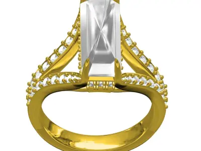 Antique Lond Emerald Stone Split Shank Vintage Ring 3D print model