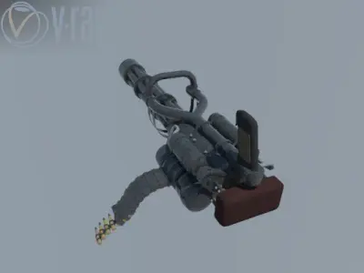 minigun grenade launcher Low-poly 3D model
