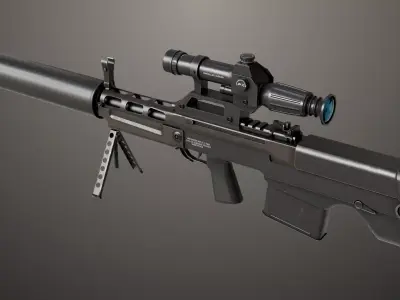 Sniper 05 Black and Sandal Single Mat Rig All PBR Unity UE Low-poly 3D model